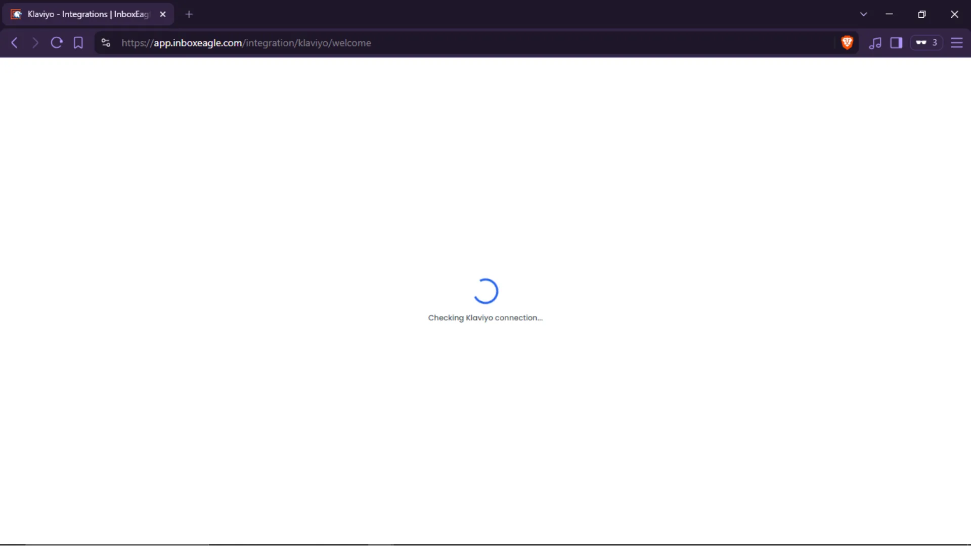 InboxEagle checking the Klaviyo connection while redirecting back